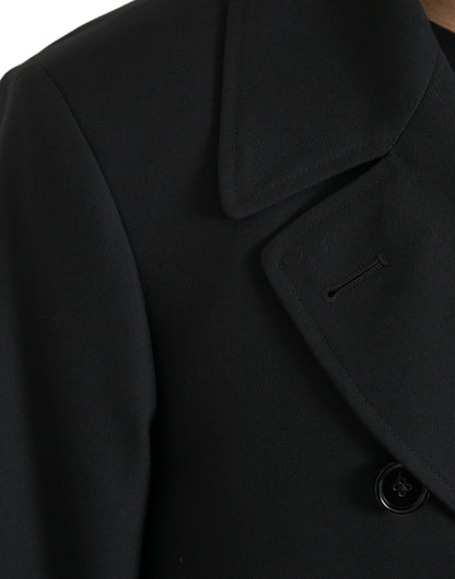 Dolce &amp; Gabbana Gabardina negra con doble botonadura