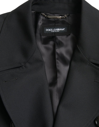 Dolce &amp; Gabbana Gabardina negra con doble botonadura