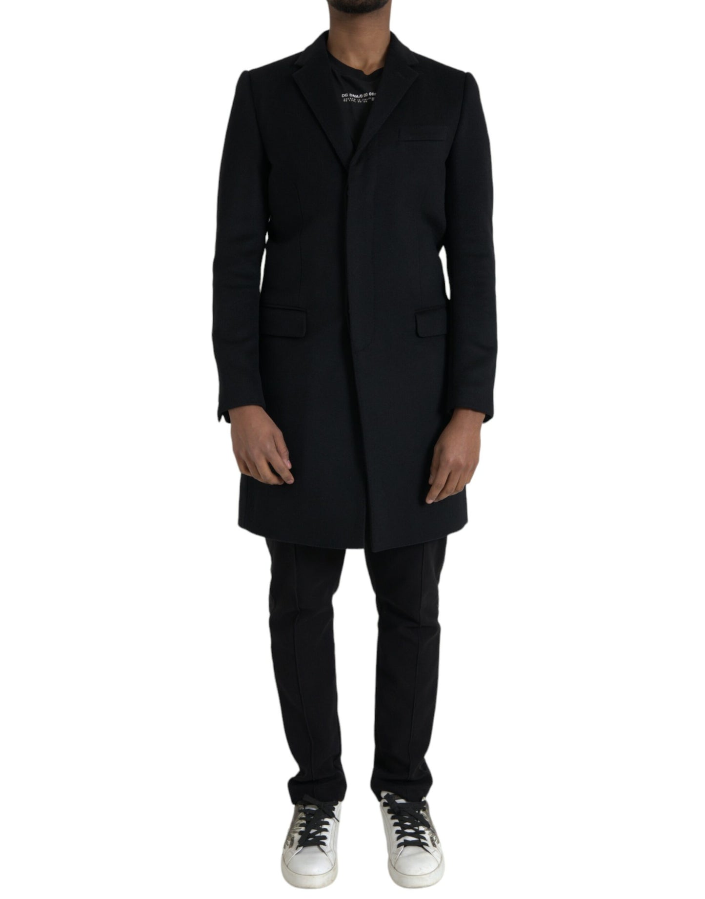 Dolce &amp; Gabbana Gabardina negra con botonadura única
