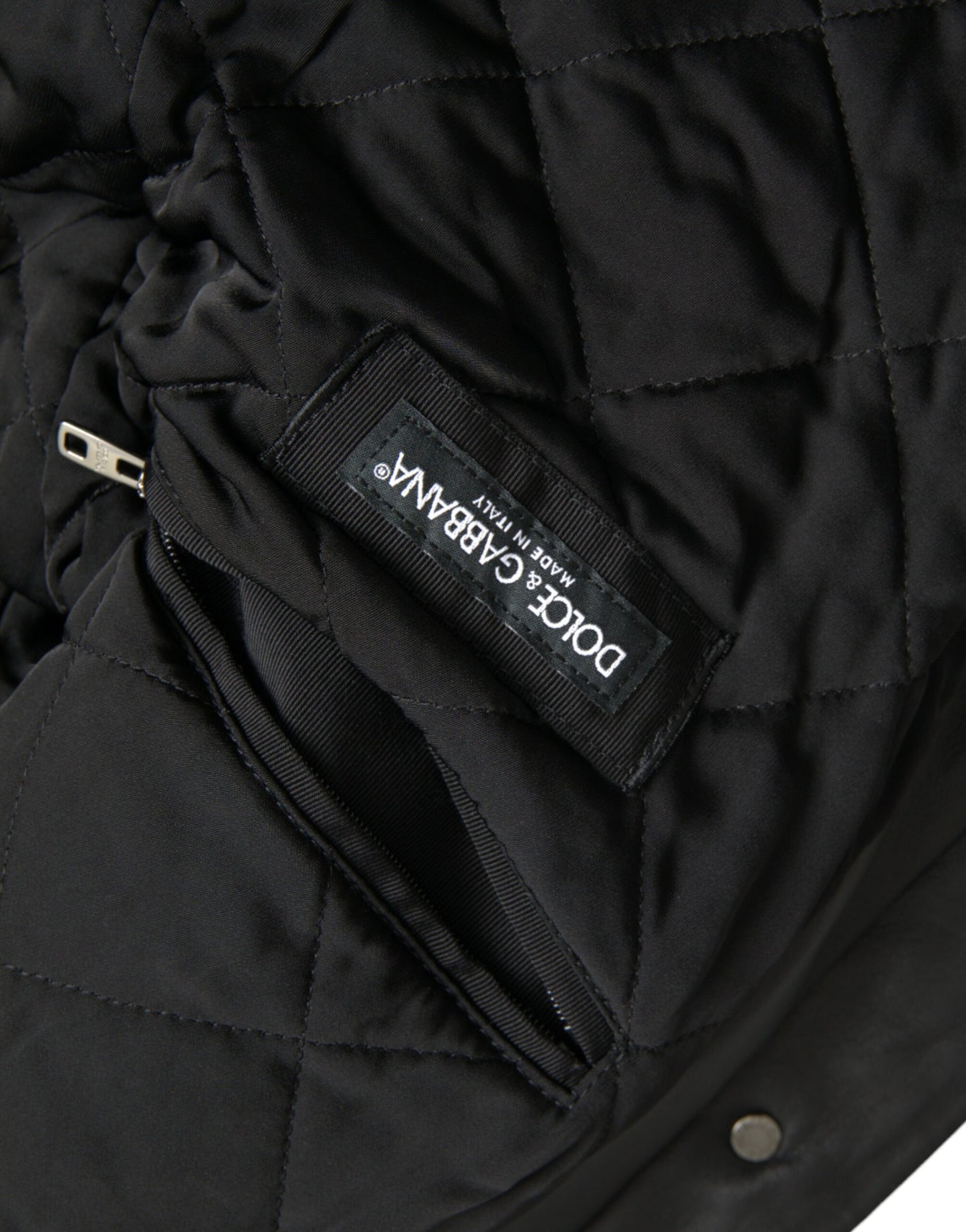 Dolce &amp; Gabbana Chaqueta estilo motero con cuello de piel de cuero negro