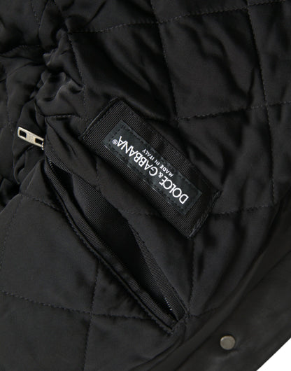Dolce &amp; Gabbana Chaqueta estilo motero con cuello de piel de cuero negro