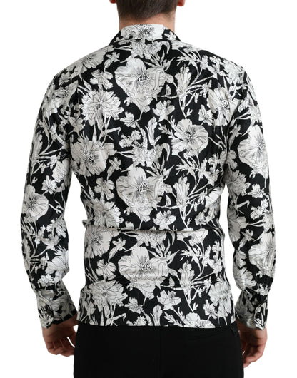 Dolce &amp; Gabbana Camisa casual con botones florales en blanco y negro