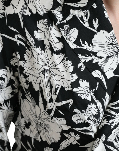 Dolce &amp; Gabbana Camisa casual con botones florales en blanco y negro