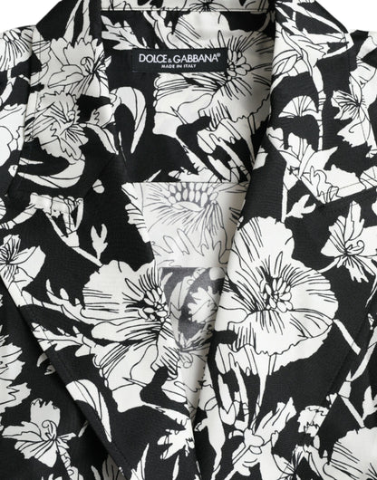 Dolce &amp; Gabbana Camisa casual con botones florales en blanco y negro