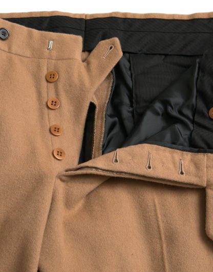 Pantalon habillé coupe droite en cachemire beige Prada pour homme
