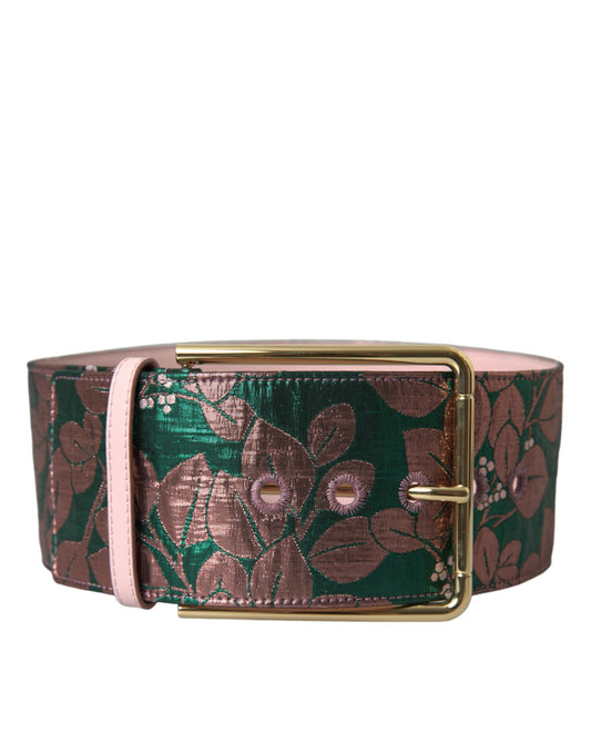 Ceinture Dolce &amp; Gabbana en jacquard floral multicolore et lurex avec boucle dorée