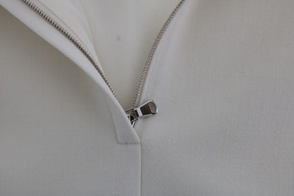 Dolce &amp; Gabbana Elegante vestido recto de lana blanca con broche dorado