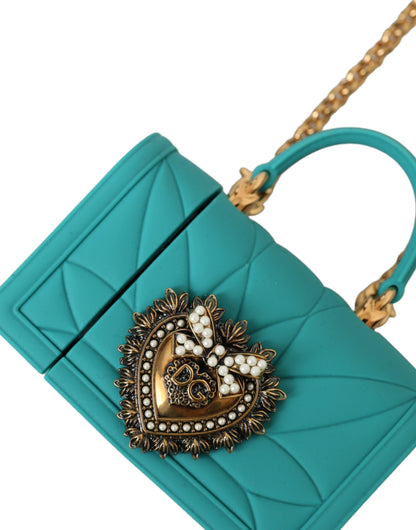 Dolce &amp; Gabbana Funda De Silicona Devotion Heart Color Turquesa Para Airpods