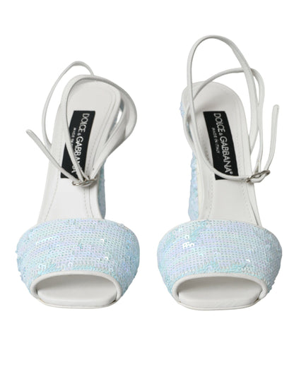 Dolce &amp; Gabbana Zapatos sandalias con correa en el tobillo con lentejuelas azul claro
