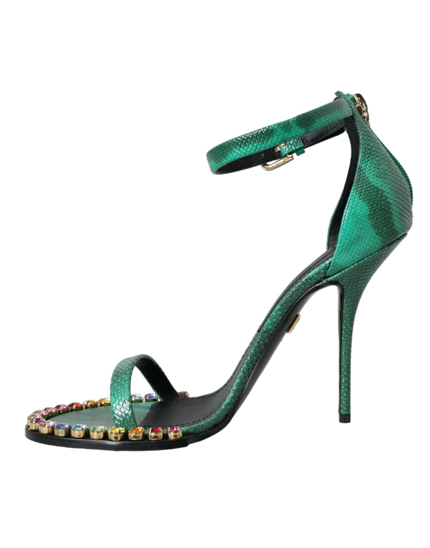 Dolce &amp; Gabbana Zapatos Sandalias De Cristal De Cuero Exótico Verde