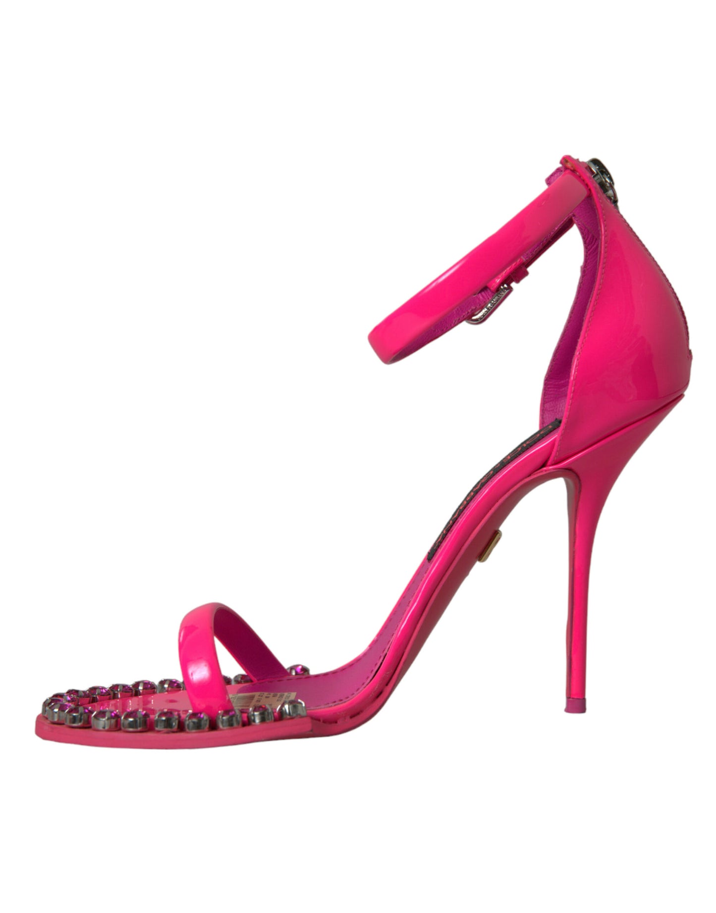 Dolce &amp; Gabbana Zapatos de sandalias con tacones de cristal de cuero rosa