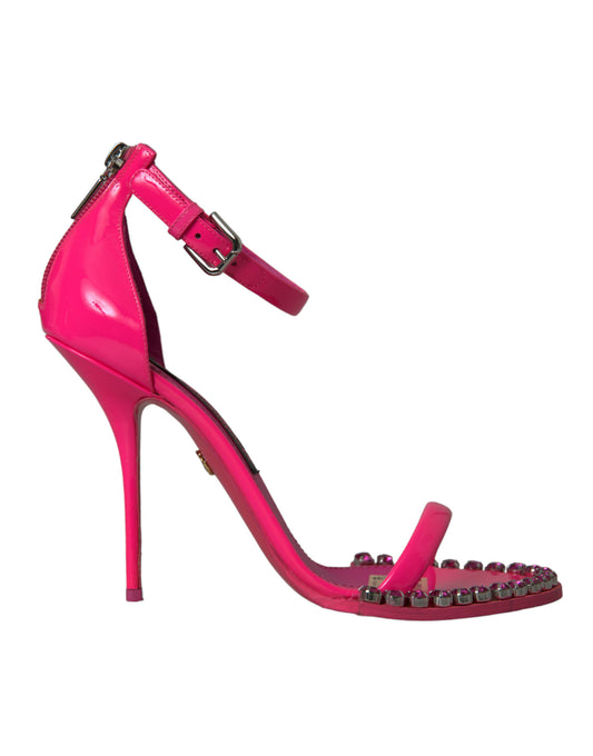 Dolce &amp; Gabbana Zapatos de sandalias con tacones de cristal de cuero rosa