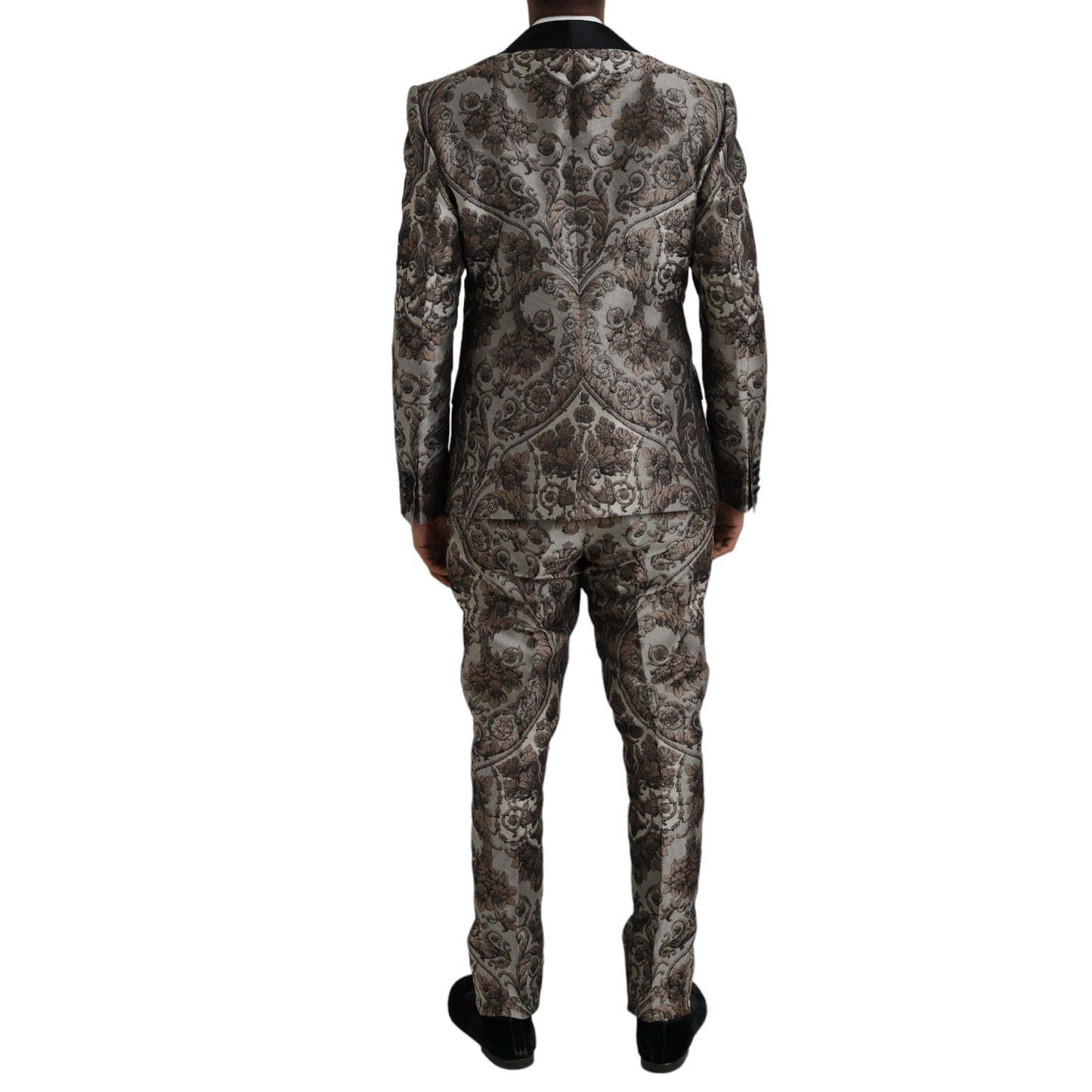 Dolce &amp; Gabbana Traje formal de 3 piezas en jacquard floral marrón