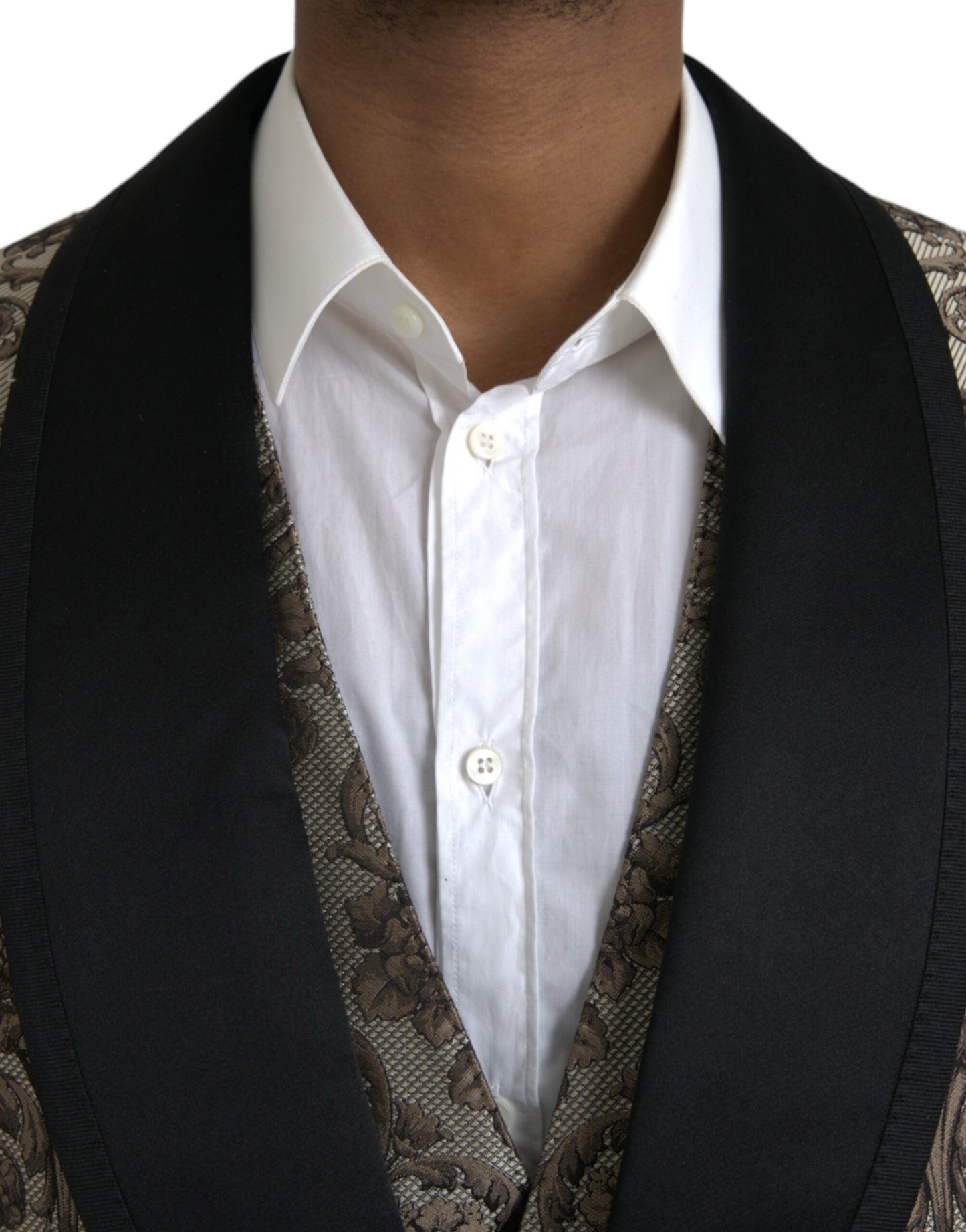 Dolce &amp; Gabbana Traje formal de 3 piezas en jacquard floral marrón