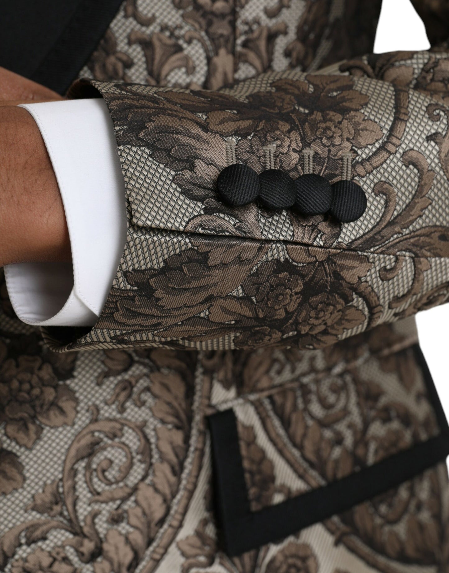 Dolce &amp; Gabbana Traje formal de 3 piezas en jacquard floral marrón
