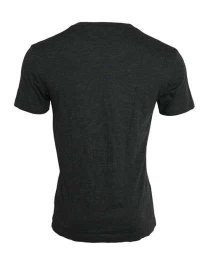 Dolce &amp; Gabbana Gray Logo Print Crewneck Short Sleeve T-shirt