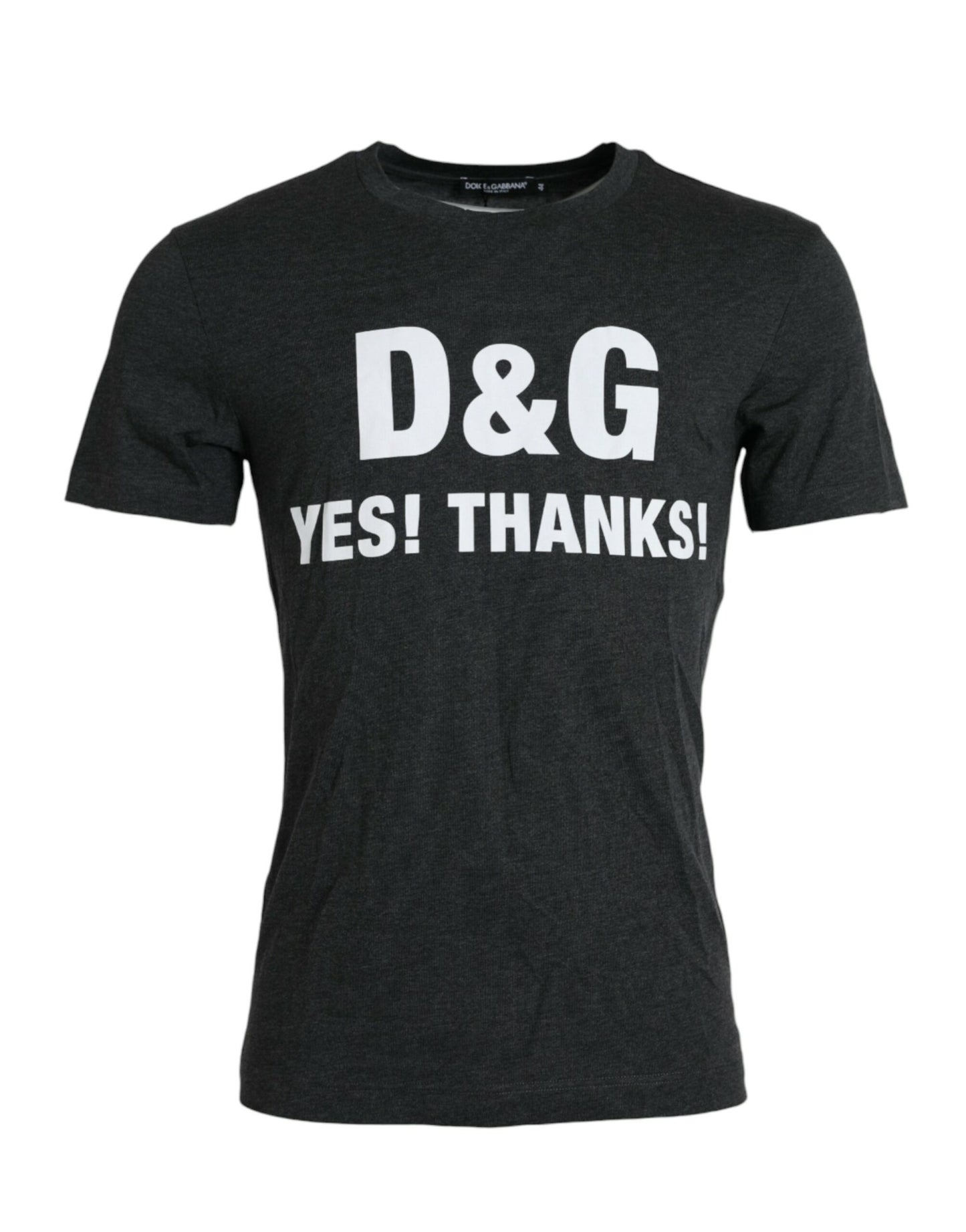 Dolce &amp; Gabbana Gray Logo Print Crewneck Short Sleeve T-shirt