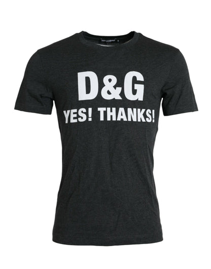 Dolce &amp; Gabbana Gray Logo Print Crewneck Short Sleeve T-shirt