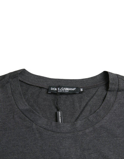 Dolce &amp; Gabbana Gray Logo Print Crewneck Short Sleeve T-shirt