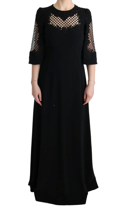Dolce &amp; Gabbana Elegante vestido largo floral negro
