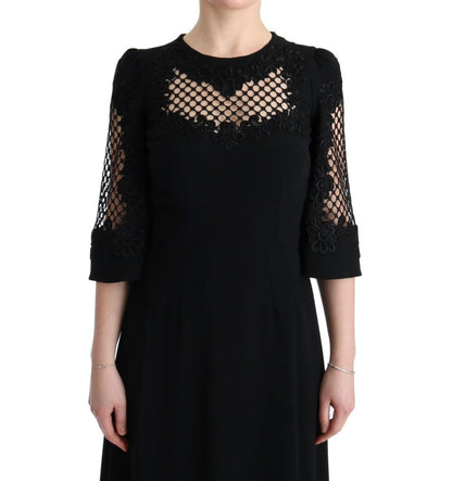 Dolce &amp; Gabbana Elegante vestido largo floral negro