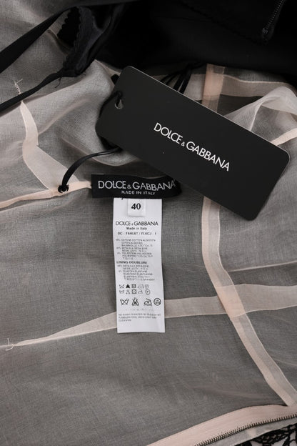 Dolce &amp; Gabbana Elegante vestido recto largo negro con apliques florales