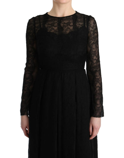 Dolce &amp; Gabbana Elegante vestido tubo negro de manga larga