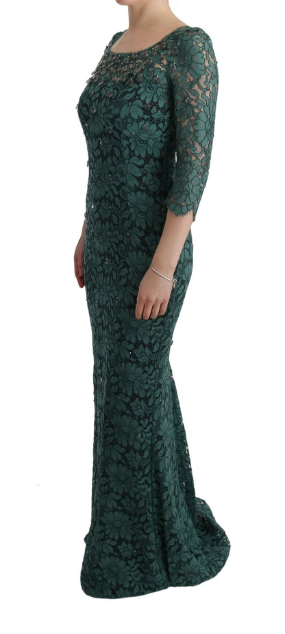 Dolce &amp; Gabbana Elegante vestido tubo con adornos de cristal verde