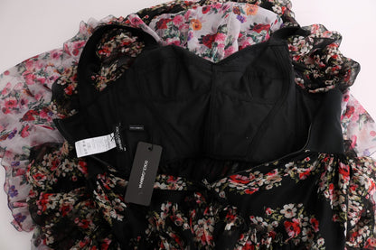 Dolce &amp; Gabbana Elegante vestido recto floral en mezcla de seda multicolor