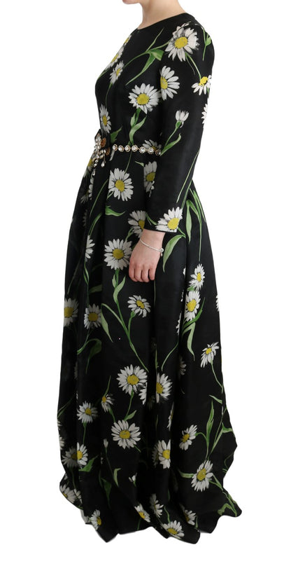 Dolce &amp; Gabbana Elegante vestido largo de girasoles con cristales