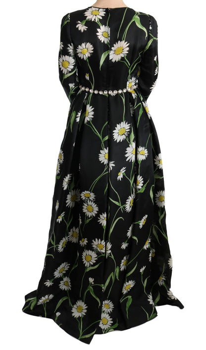 Dolce &amp; Gabbana Elegante vestido largo de girasoles con cristales