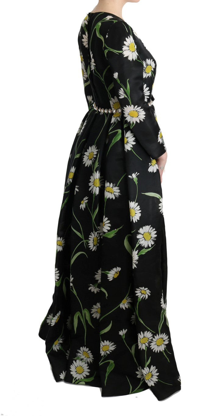 Dolce &amp; Gabbana Elegante vestido largo de girasoles con cristales