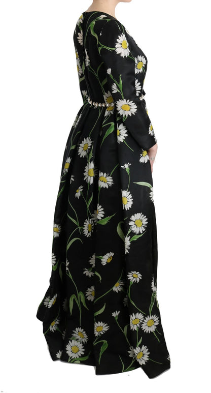 Dolce &amp; Gabbana Elegante vestido largo de girasoles con cristales
