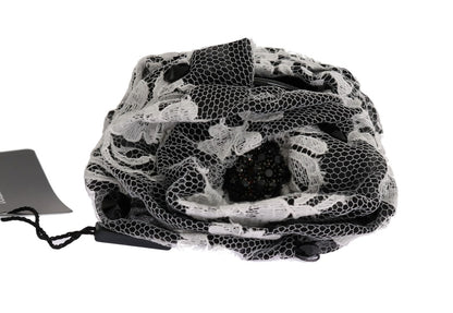 Dolce &amp; Gabbana Elegante pinza para el pelo con encaje floral en blanco y negro