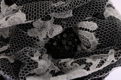 Dolce &amp; Gabbana Elegante pinza para el pelo con encaje floral en blanco y negro