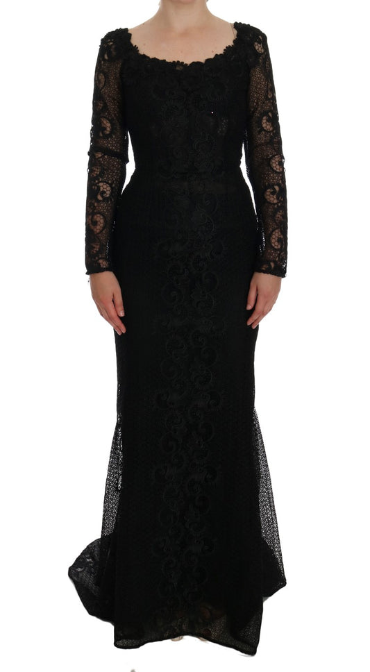 Dolce &amp; Gabbana Elegante vestido largo tubo negro de cuerpo entero
