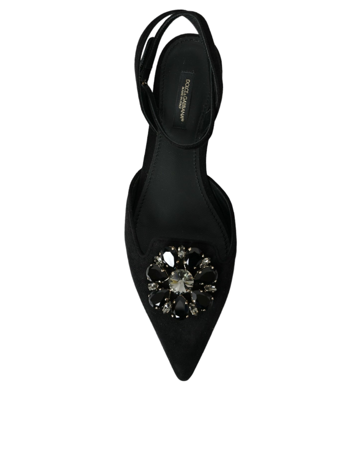 Dolce &amp; Gabbana Zapatos con sandalias con tira trasera y cristales de cuero negro