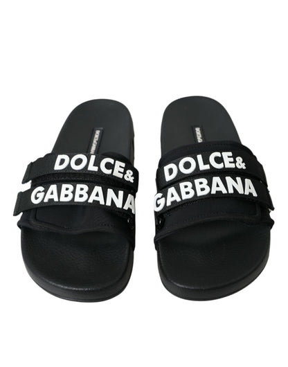 Dolce &amp; Gabbana Chanclas de neopreno negras Zapatos planos para la playa