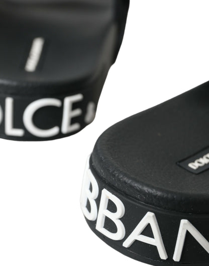 Dolce &amp; Gabbana Chanclas de neopreno negras Zapatos planos para la playa