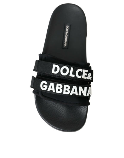 Dolce &amp; Gabbana Chanclas de neopreno negras Zapatos planos para la playa