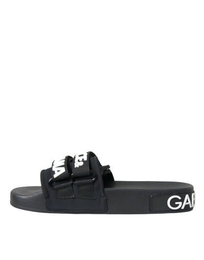 Dolce &amp; Gabbana Chanclas de neopreno negras Zapatos planos para la playa