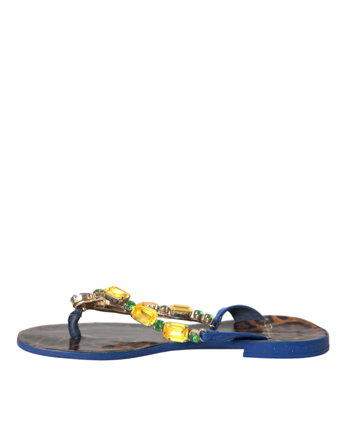 Dolce &amp; Gabbana Zapatos de playa de piel de becerro con cristales azules