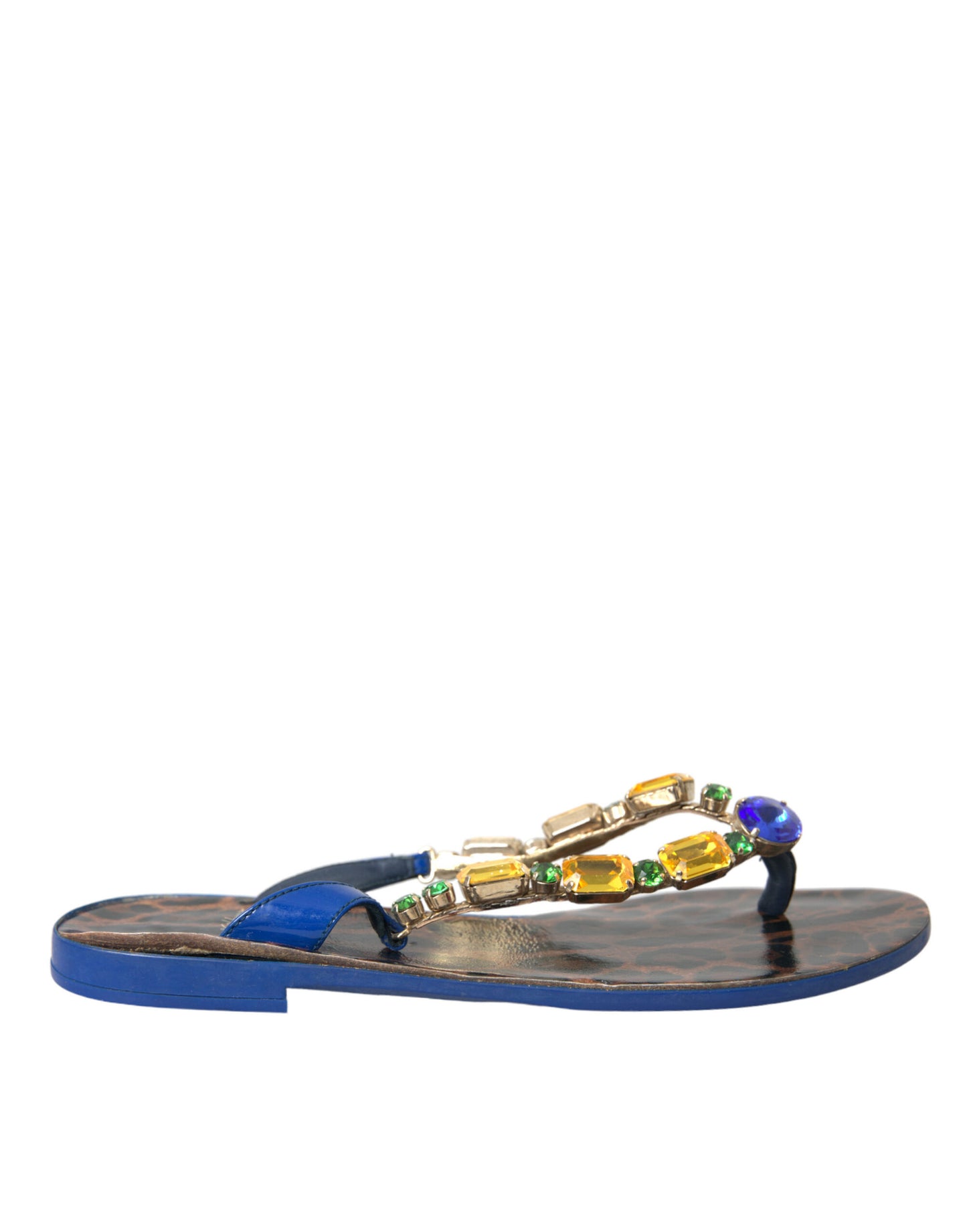 Dolce &amp; Gabbana Zapatos de playa de piel de becerro con cristales azules