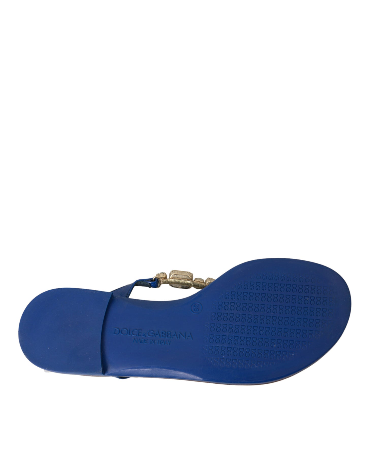 Dolce &amp; Gabbana Zapatos de playa de piel de becerro con cristales azules