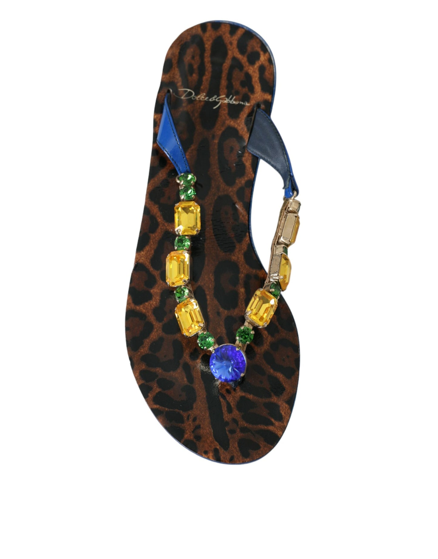 Dolce &amp; Gabbana Zapatos de playa de piel de becerro con cristales azules