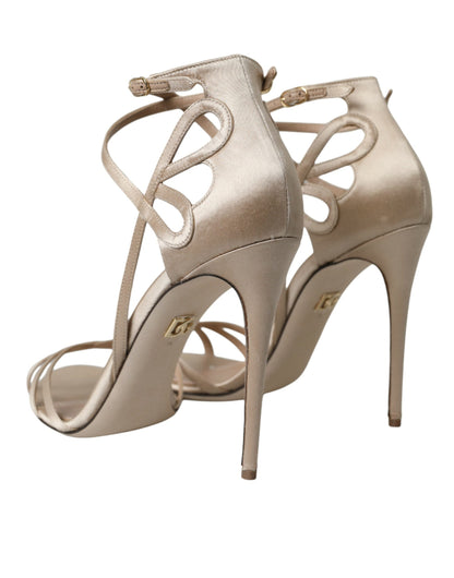 Dolce &amp; Gabbana Zapatos Sandalias De Tacón Con Tiras De Cuero Beige