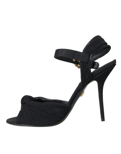 Dolce &amp; Gabbana Sandalias de tacón con adornos de ante negro Zapatos