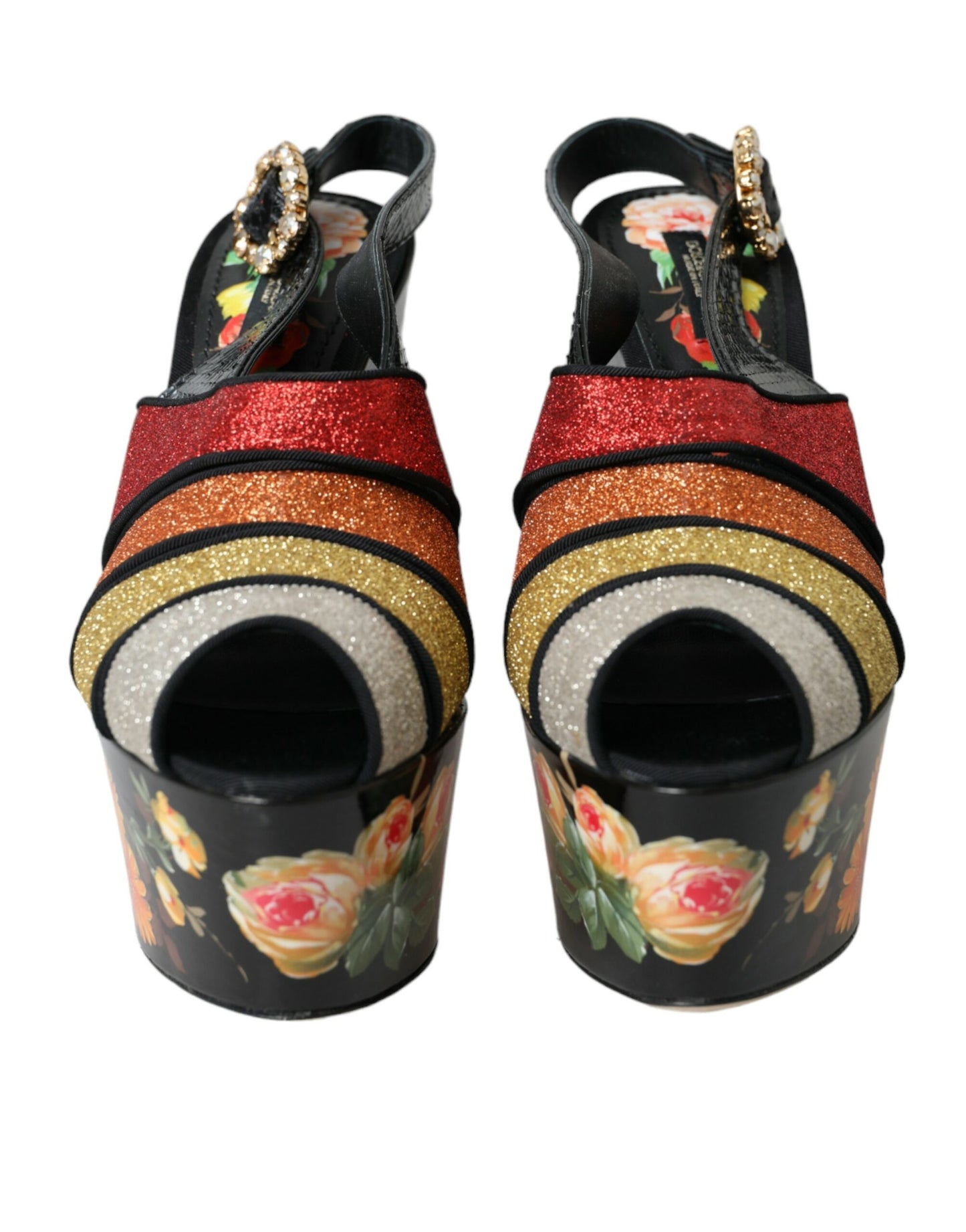 Dolce &amp; Gabbana Sandalias con plataforma con cristales florales multicolores Zapatos