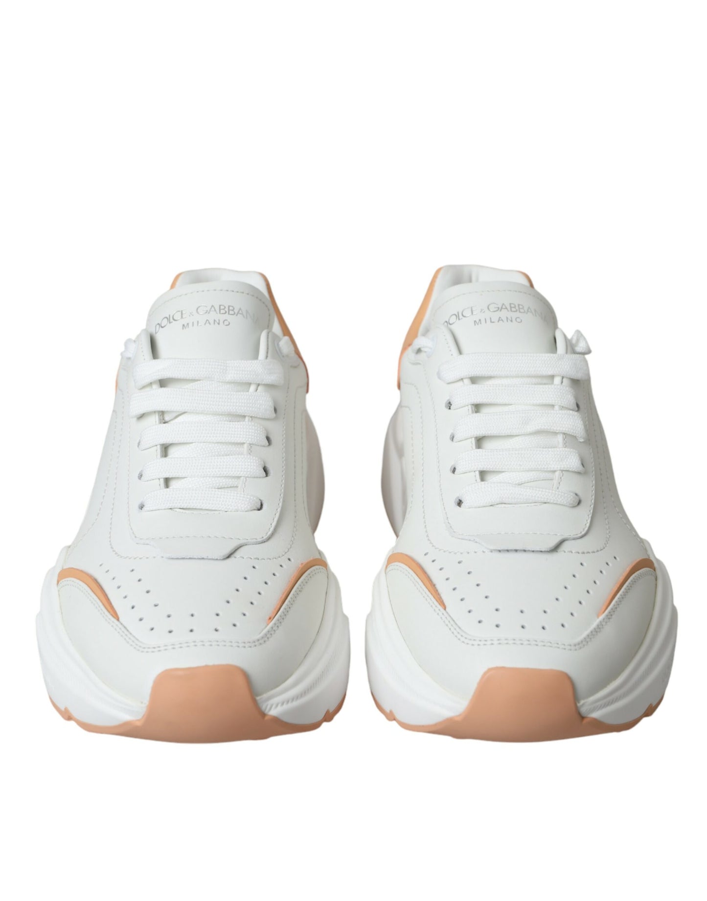 Dolce &amp; Gabbana Zapatos deportivos de cuero DAYMASTER color melocotón blanco