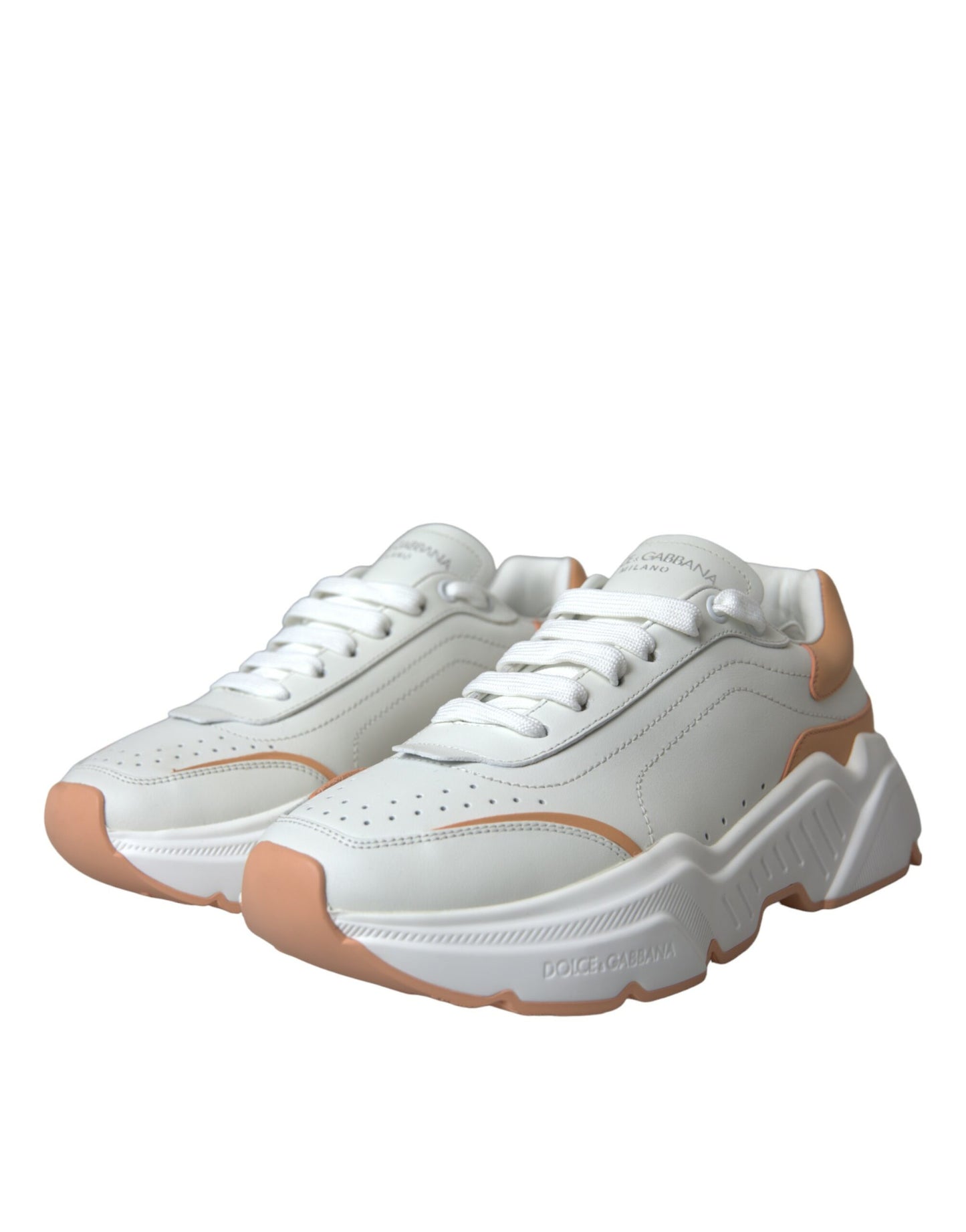 Dolce &amp; Gabbana Zapatos deportivos de cuero DAYMASTER color melocotón blanco